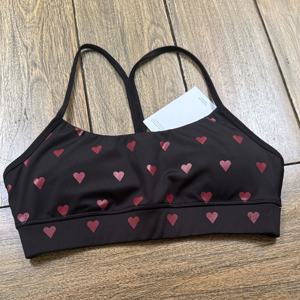 CHRLDR Heart Patterned Black Sports Bra
